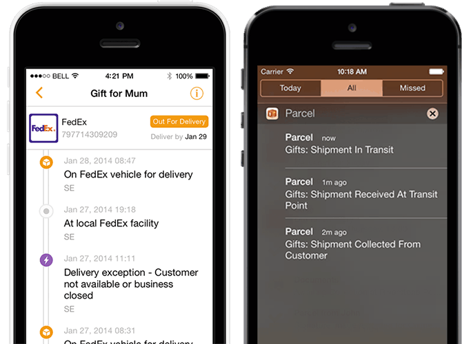 Track shipment status automatically from iPhone, Android